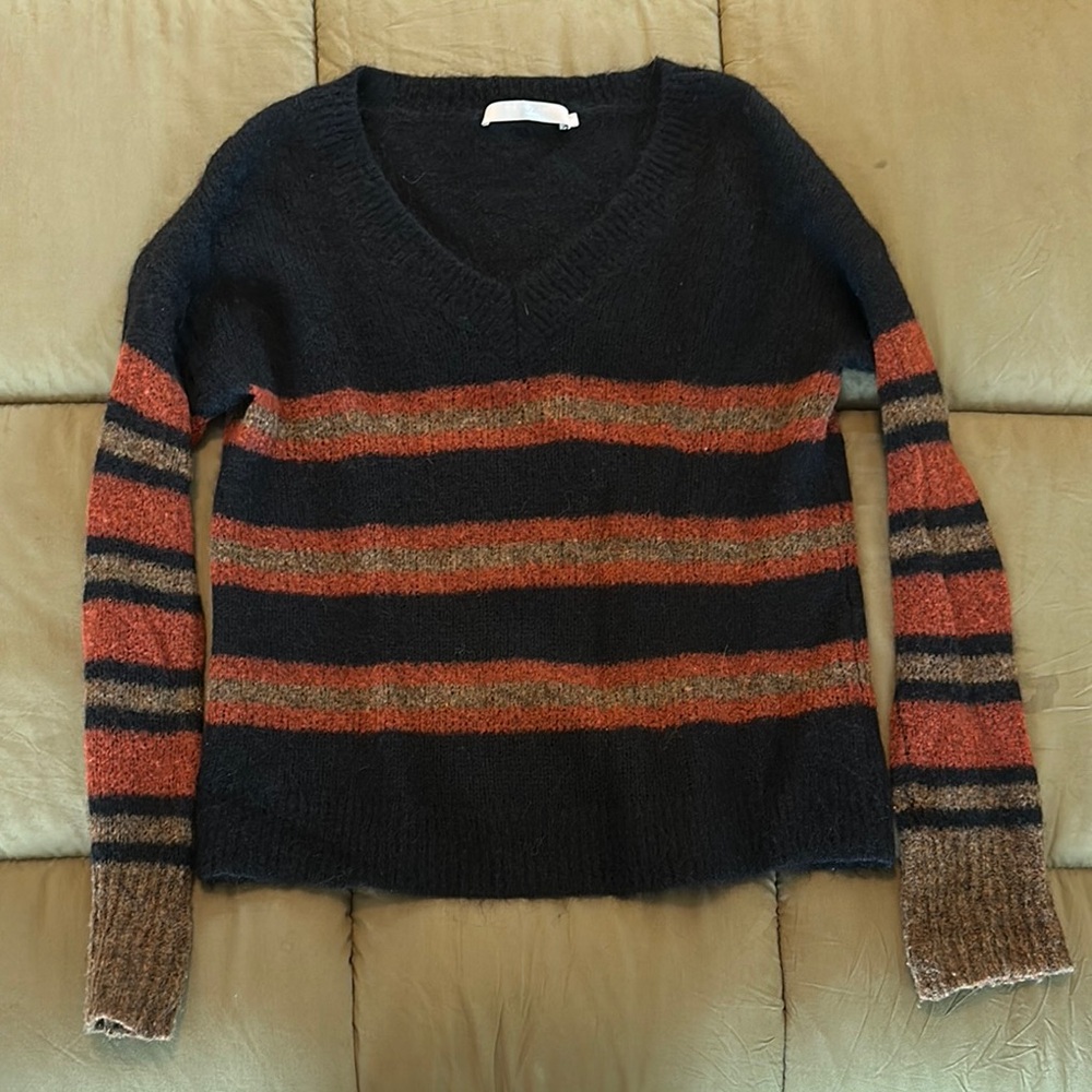 REVOLVE Black and Orange V-Neck Sweater